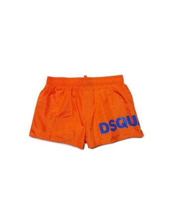 Boys Orange Logo-Print Swim Shorts