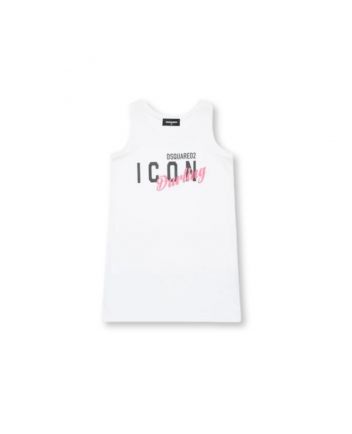 Girls White Icon Darling Sleeveless Print T-Shirt