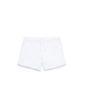 Girls White Multicolor Logo-Print Shorts