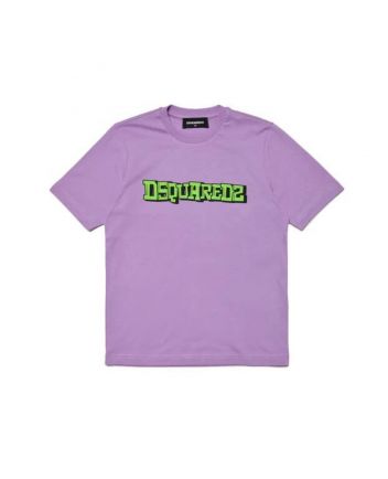 Girls Purple Logo-Print Cotton T-Shirt