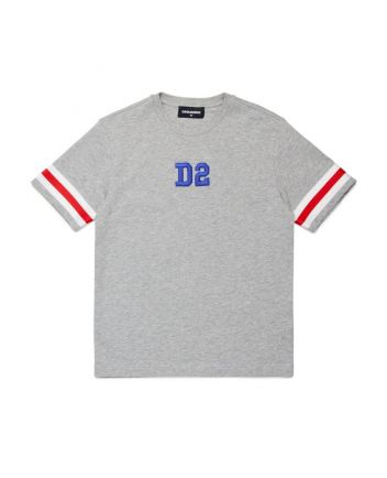 Boys Grey Embroidered-Logo Cotton T-Shirt