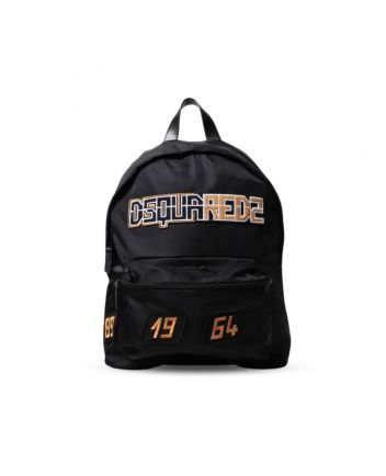 Boys Black Embroidered-Logo Backpack