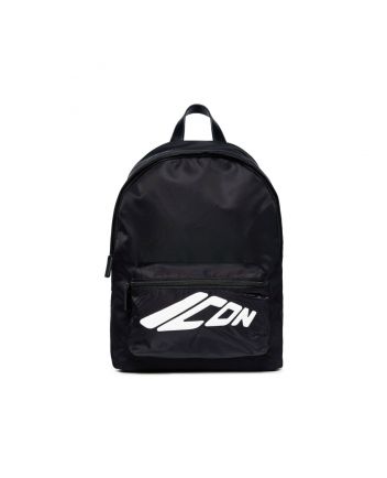 Unisex Black Icon Logo-Print Backpack