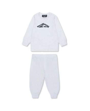 Baby Unisex White Logo-Print Tracksuit