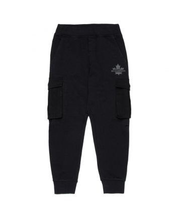 Boys Black Logo-Print Cargo Trousers