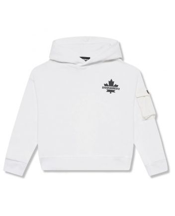 Unisex White Maple Leaf & Logo-Print Hoodies