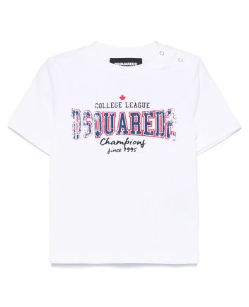 Baby Boys White Printed Cotton T-shirt