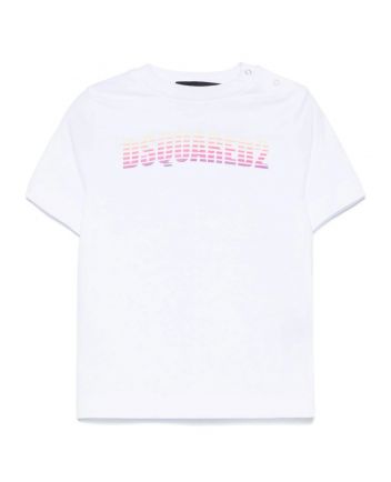 Boys White Logo-Print Cotton T-Shirt