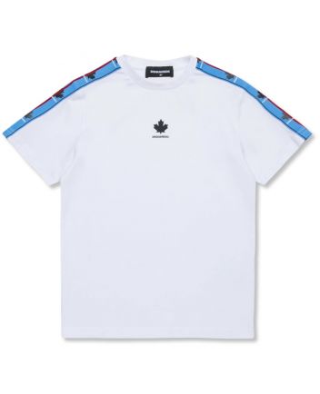 Boys White T-shirt With Logo Ribbon
