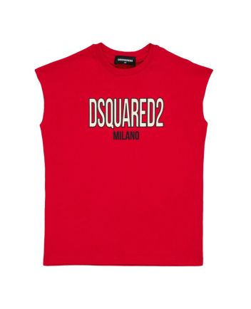 Unisex Red Logo-Print Sleeveless T-Shirt