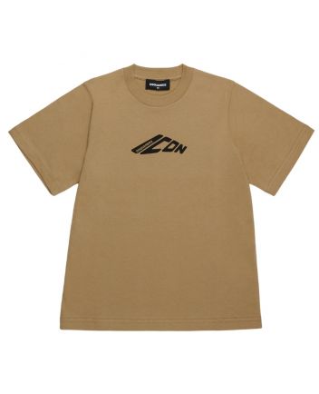 Unisex Beige Logo-Print Cotton T-Shirt