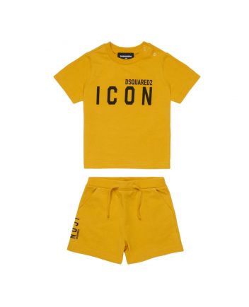 Baby Unisex Yellow Logo-Print Shorts Set