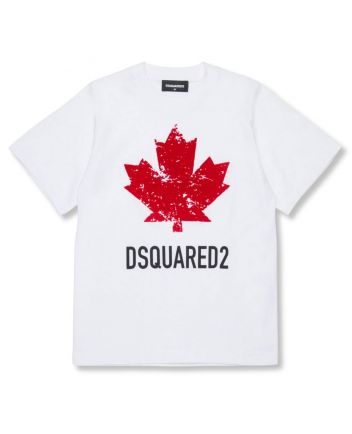 Unisex White Leaf Logo-Patch T-Shirts