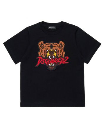 Unisex Black Bear & Logo-Embroidered T-Shirt