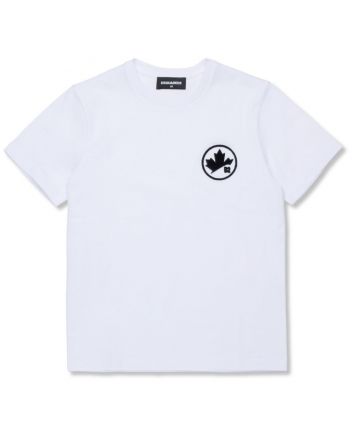 Unisex White Maple-Leaf Logo-Print T-Shirt