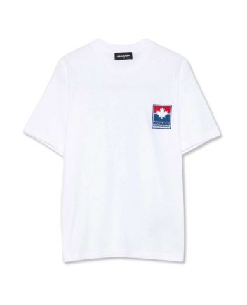 Unisex White Logo-Patch T-Shirts