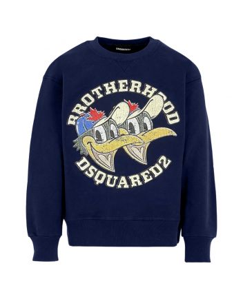 Unisex Navy Blue Logo-Print Sweatshirts