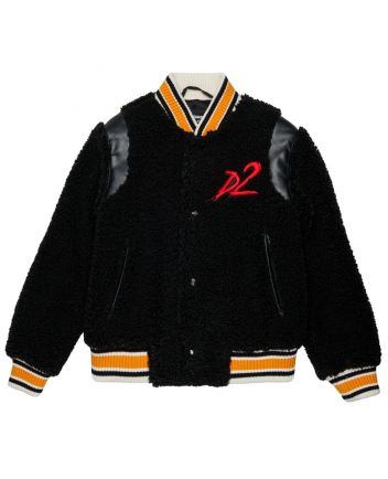 Boys Black Bear & Logo-Embroidered Jacket
