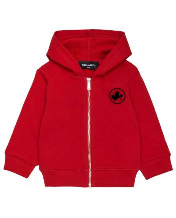 Baby Unisex Red Zip-Up Logo-Print Hoodies