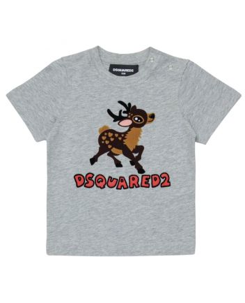 Baby Girls Grey Logo-Print T-Shirt