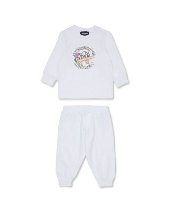 Baby Unisex White Logo-Print Tracksuit