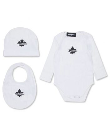 Baby Unisex White Logo-Print Romper Set of 3