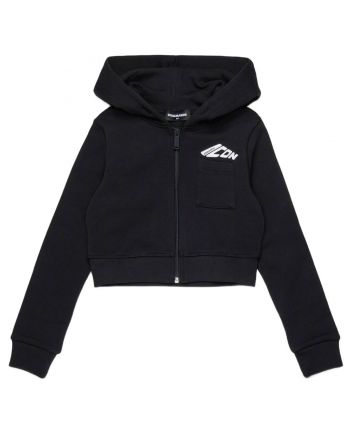 Girls Black Logo Icon Zip-up Hoodies