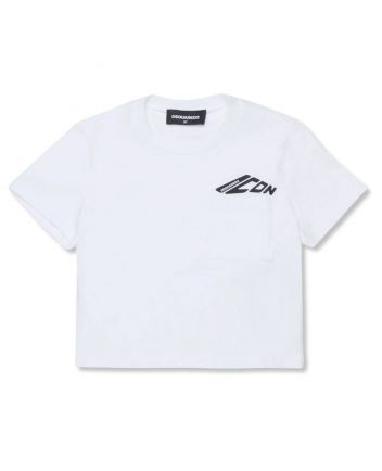 Girls White Logo Icon Print T-Shirts