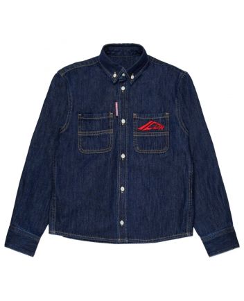 Boys Blue Logo-Icon Denim Shirts