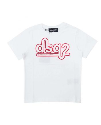 White Printed T-Shirt with Brand Logo