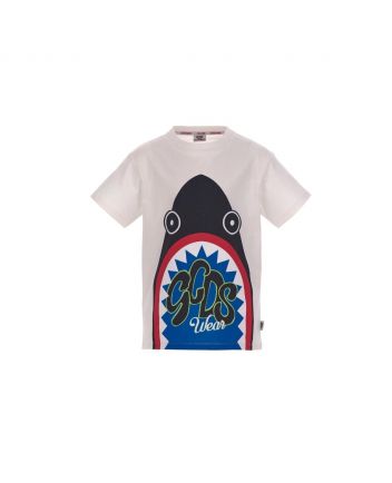 GCDS Kids White Logo-Print Detail T Shirt