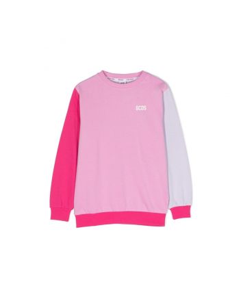 Girls Pink Colour-Block Cotton Sweatshirt