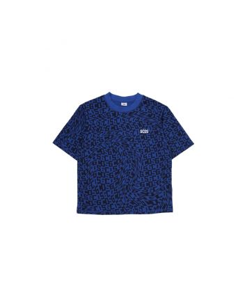Kids Blue Monogram-Print Jersey T-shirt