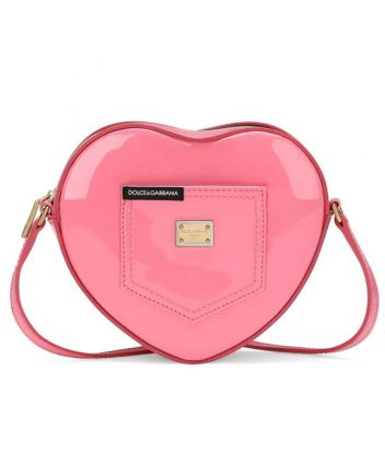 Girl Pink Heart Patent Leather Shoulder Bag