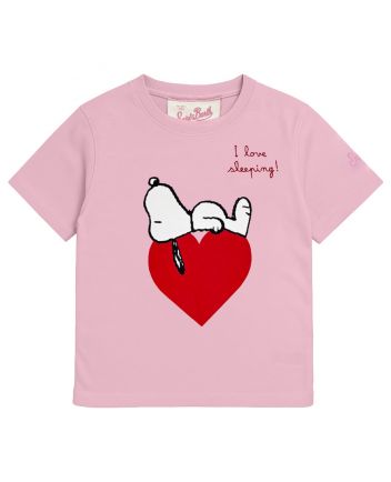 Girls Pink Heart Logo Print T-Shirt