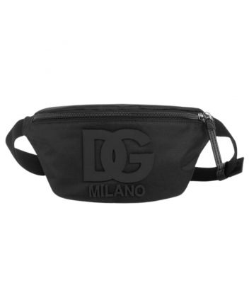 Boys Black Canvas DG Logo Belt Bag (22cm)