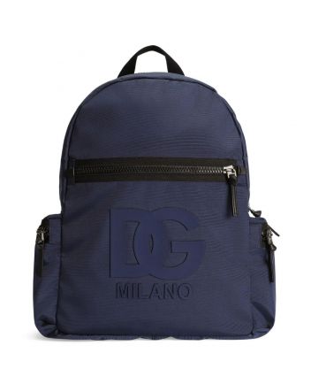 Unisex Navy Blue Logo-Embossed Backpack (41cm)