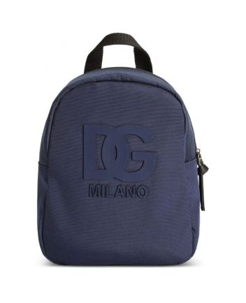 Unisex Navy Blue Logo-Embossed Backpack (23cm)