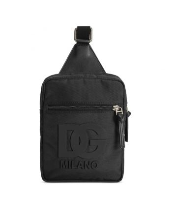 Boys Black Logo-Embossed Cross Body Bag (20cm)