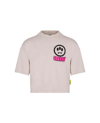 Girls Cream Cotton Half Sleeves T-Shirt