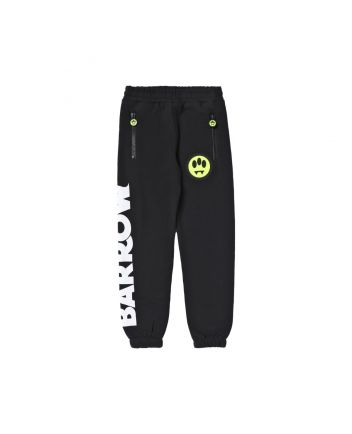 Kids Black Cotton Logo Print Track pant