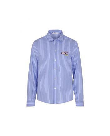 Boys Blue Logo Print Striped Shirt