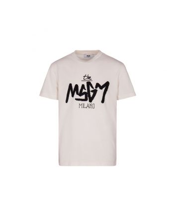 Boys White Cotton Logo Print T-Shirt