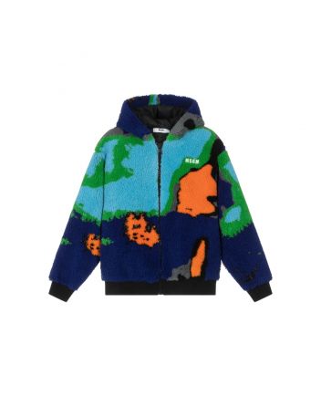 Boys Blue & Green Fleece Zip-Up Jacket
