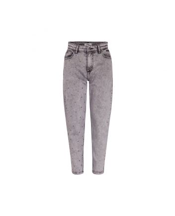 Girls Grey Rhinestone-Embellished Tapered Jeans