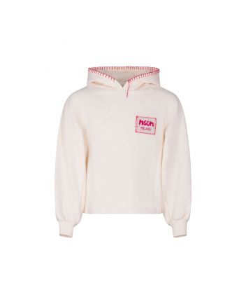 Girls Cream Logo Print Hoodie