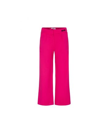 Girls Fuchsia Pink Twill Wide Leg Trousers