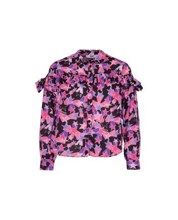 Girls Star-Print Ruffled Long-Sleeve Shirt