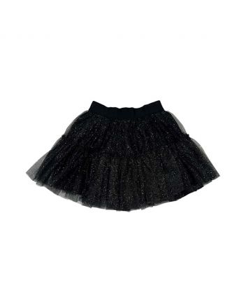 Girls Black Glitter Tulle Skirt