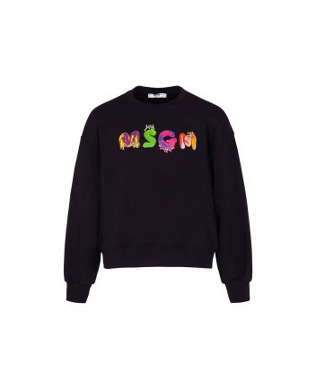 Girls Black Cotton Jewel Sweatshirt